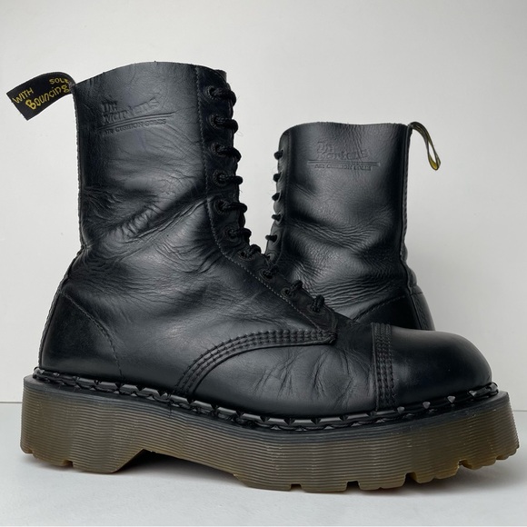 Vintage Dr. Martens MIE England Black Greasy Leather Envy Platform Boots UK 10